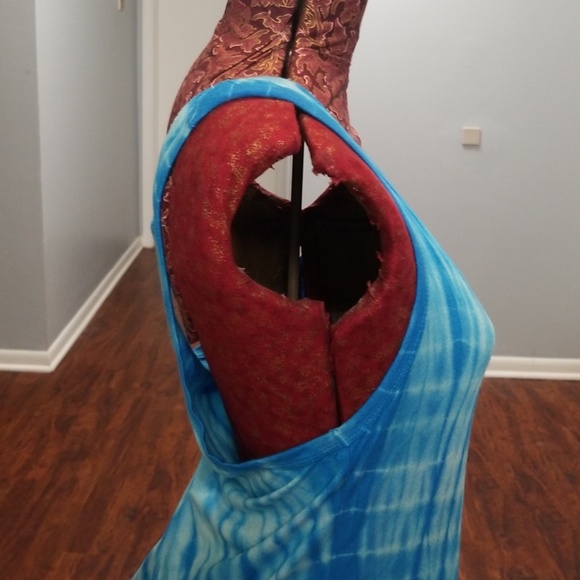 Long Ruffled Racerback Tie Dye Tank - Picture 2 of 4